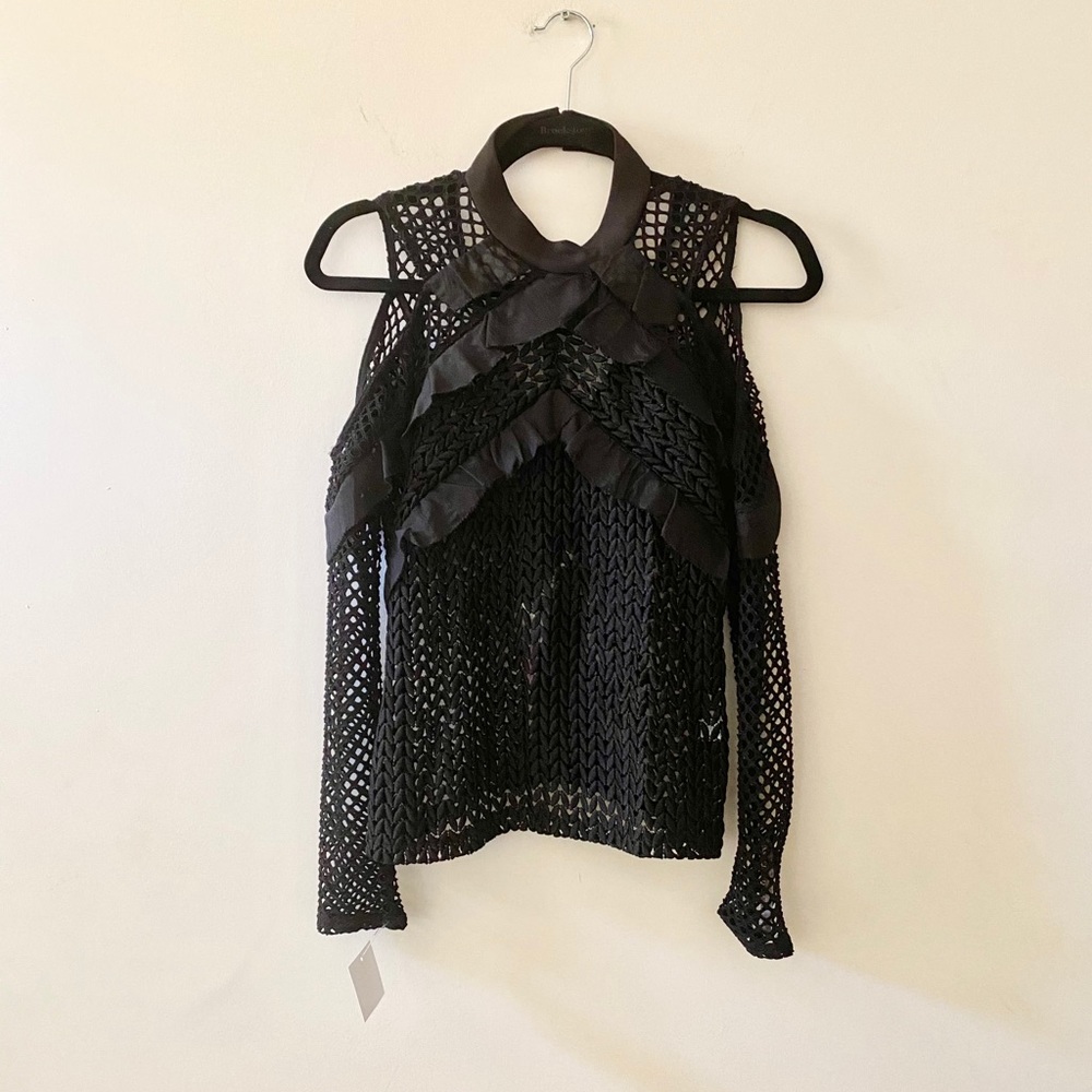 Self-Portrait | Cold shoulder ruffle black top - Picture 6 of 9